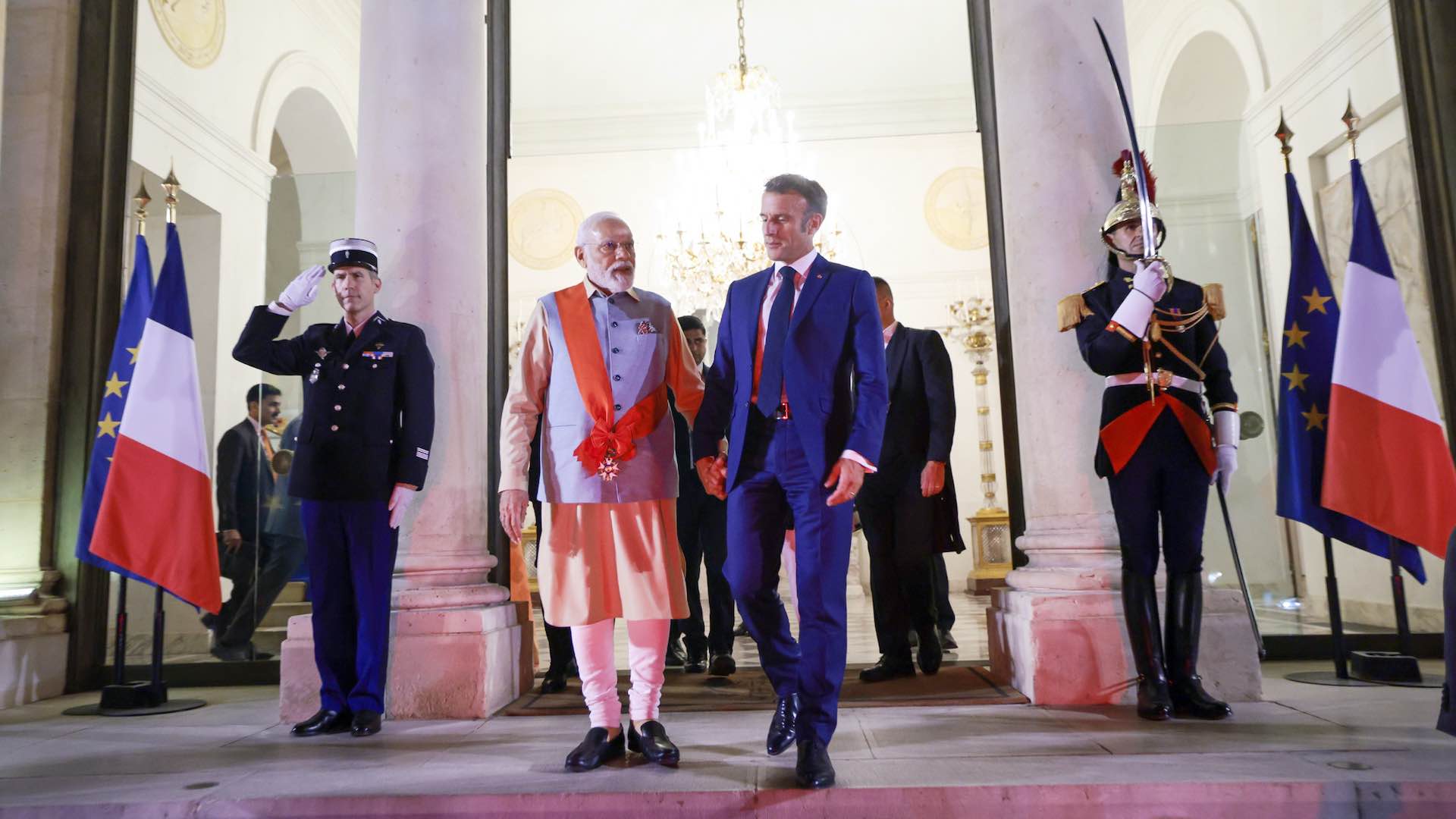  PM Modi being honored with the Grand Cross of the Legion of Honour, France's highest civilian and military honour